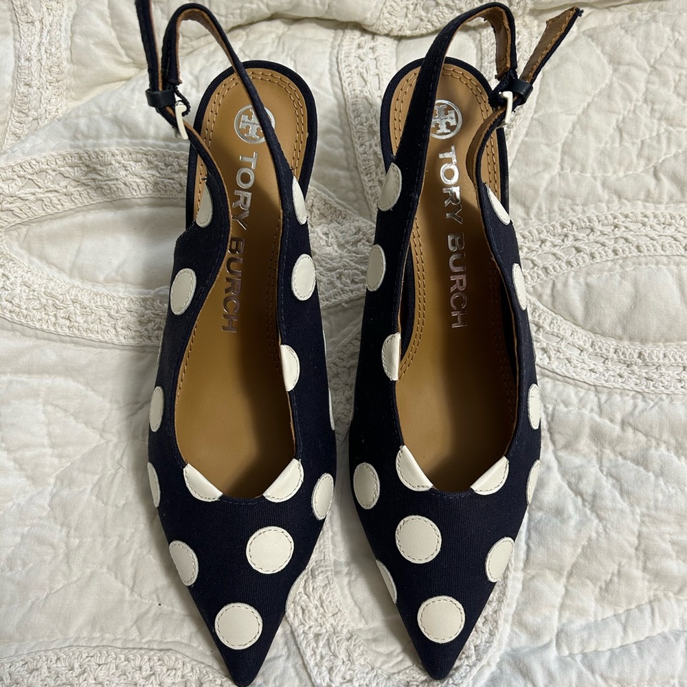 Tory Burch Nib Ivory Polka Dot Heels